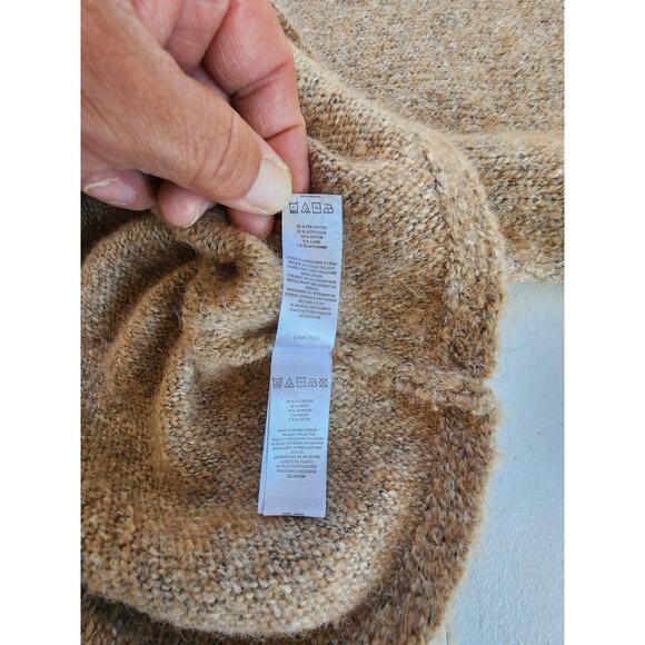 William Rast Sweater Womens Medium Tan Oatmeal Mock Neck Cropped Wool Blend - Picture 9 of 12